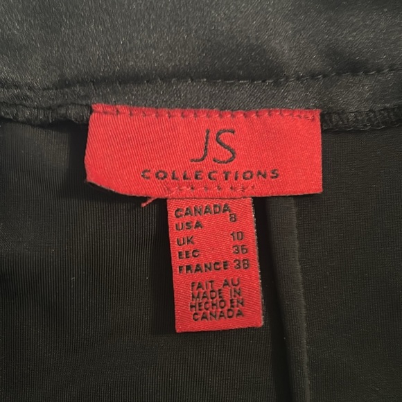 JS Collections Black Pencil velvet stretchy Skirt back zip size 8 - Picture 7 of 7